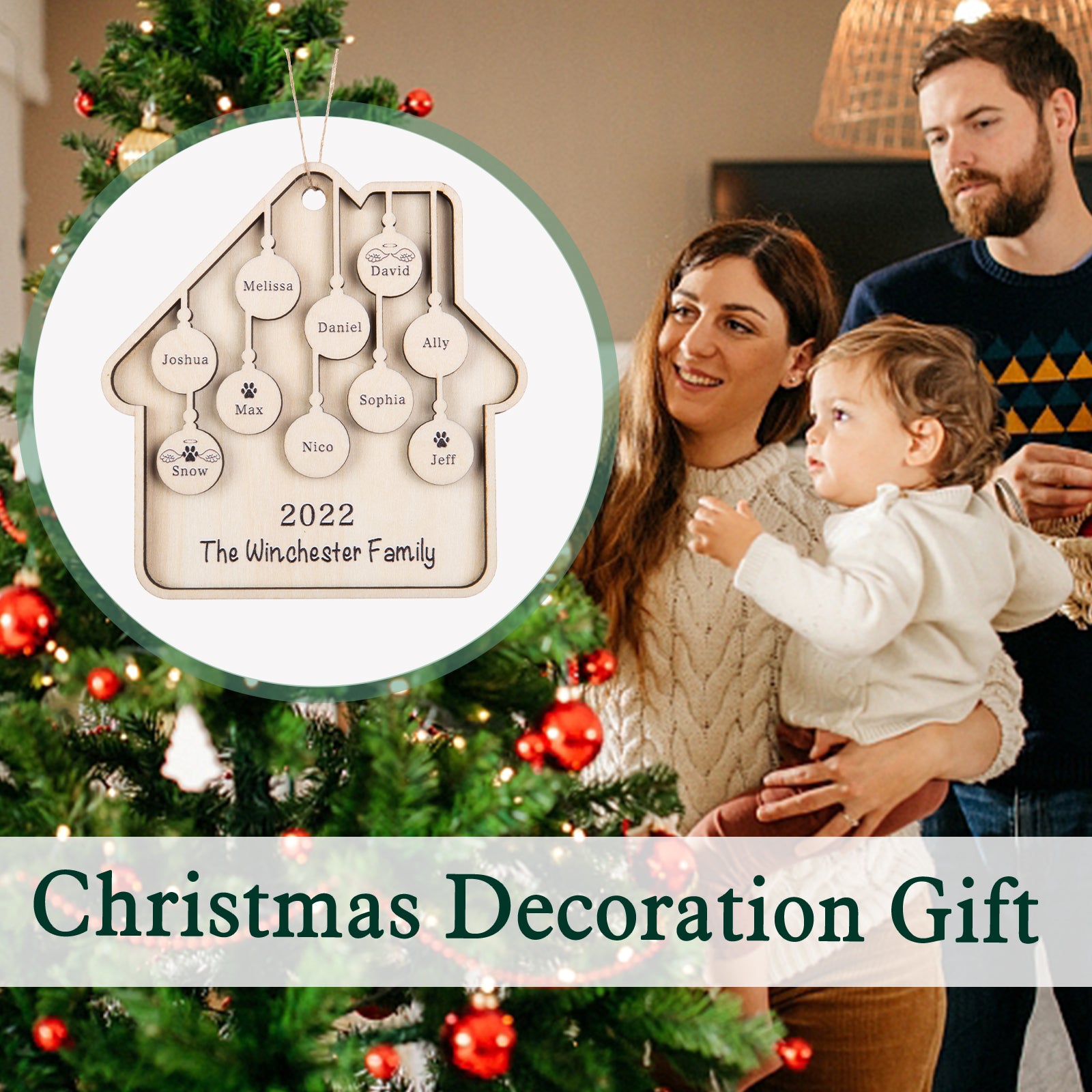 Custom Family Christmas Ornament - handmade