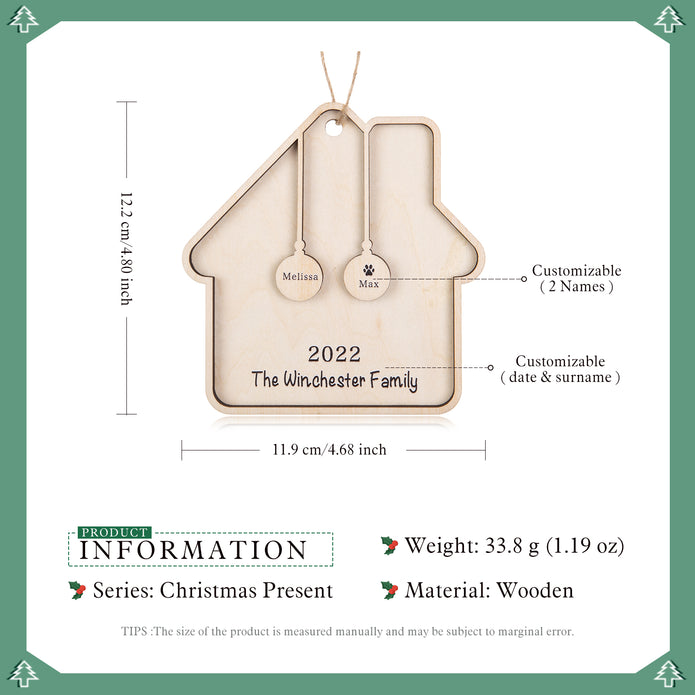 Custom Family Christmas Ornament - handmade