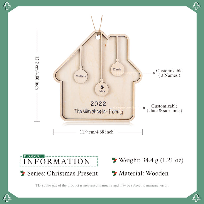 Custom Family Christmas Ornament - handmade