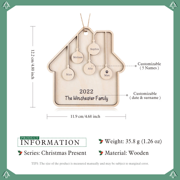 Custom Family Christmas Ornament - handmade