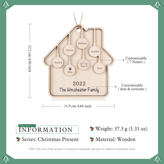 Custom Family Christmas Ornament - handmade
