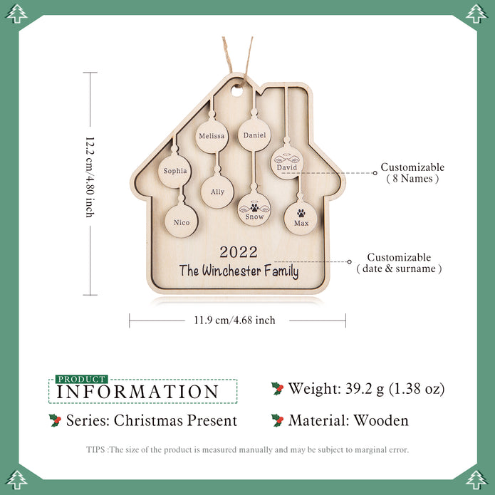 Custom Family Christmas Ornament - handmade