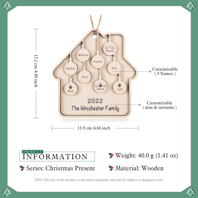 Custom Family Christmas Ornament - handmade