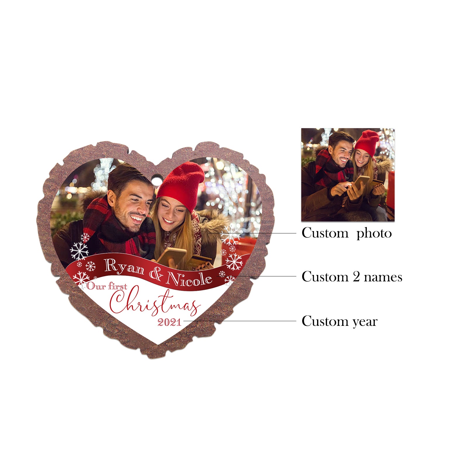 Christmas Decoration Custom Name Ornament - handmade