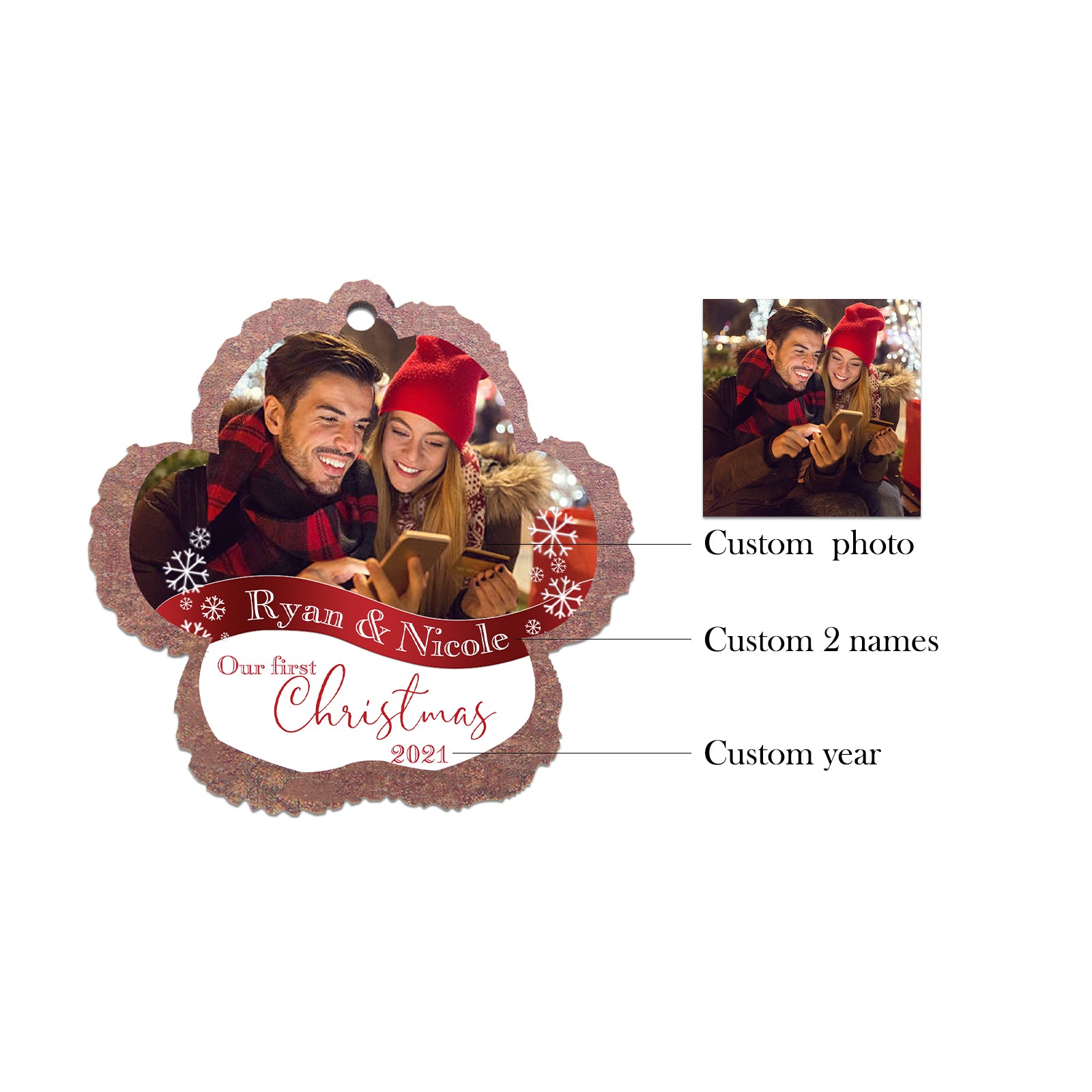 Christmas Decoration Custom Name Ornament - handmade