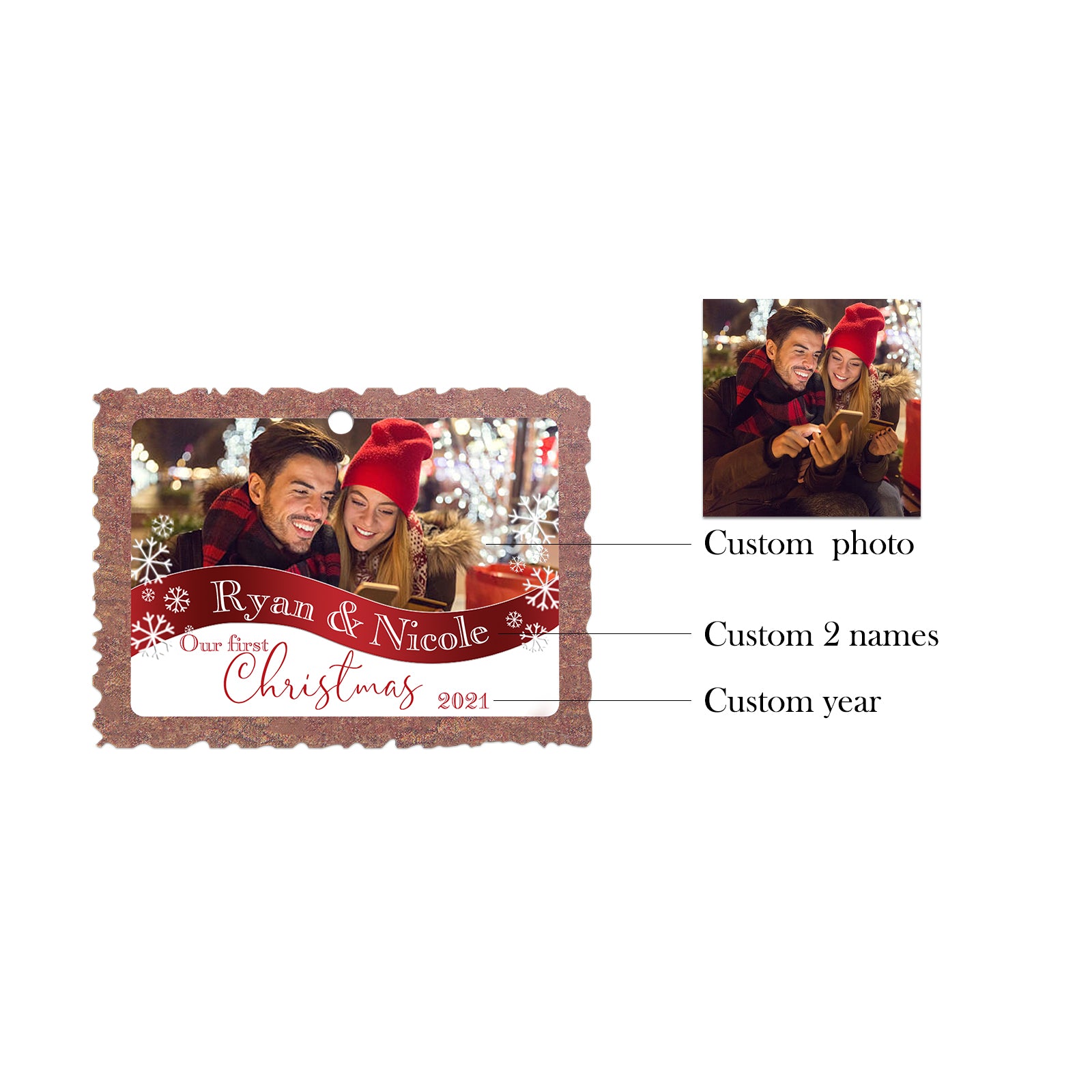 Christmas Decoration Custom Name Ornament - handmade