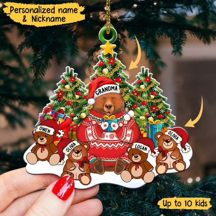 Custom Name Christmas Bear Ornament - handmade