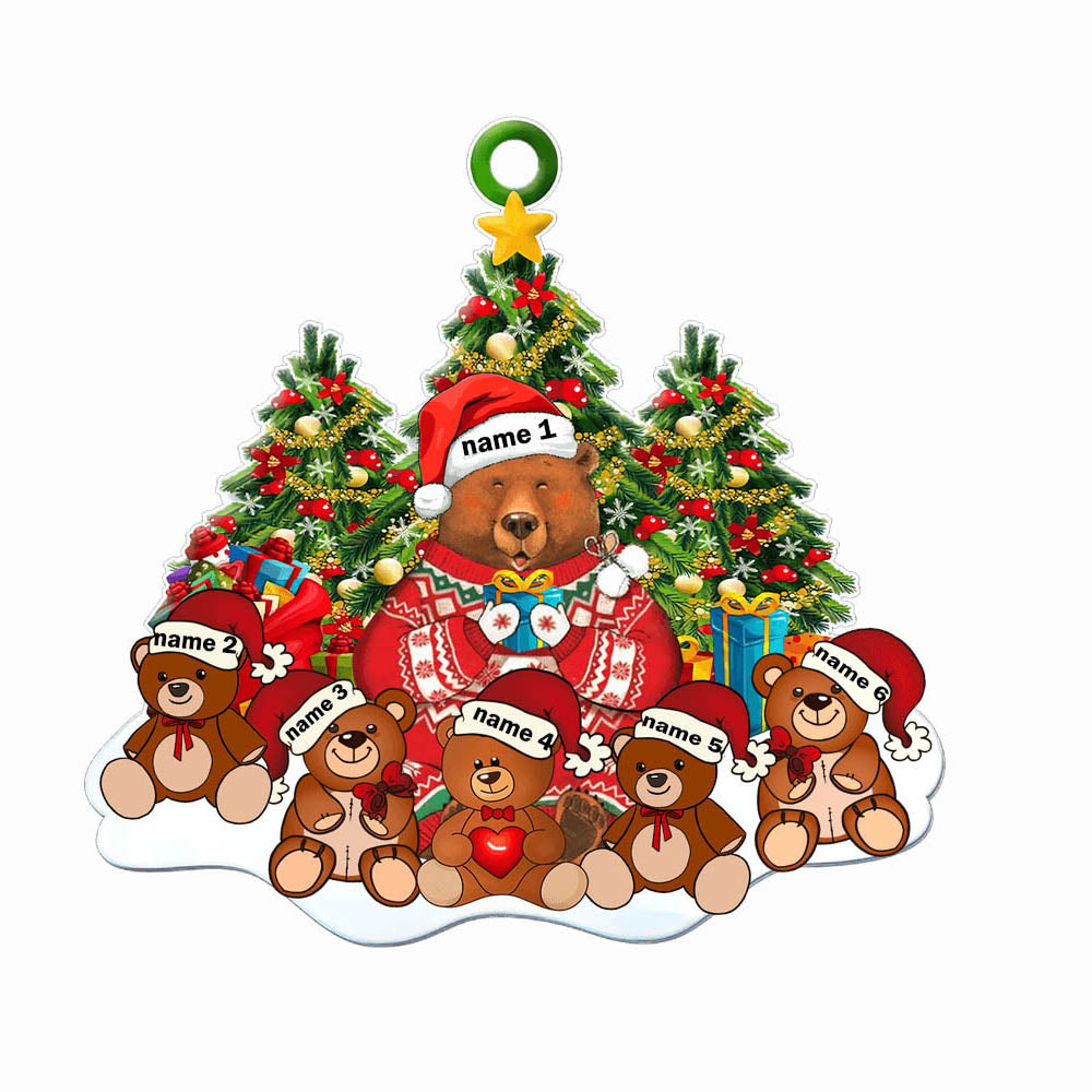 Custom Name Christmas Bear Ornament - handmade