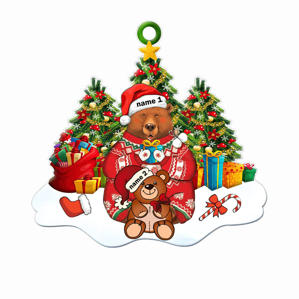 Custom Name Christmas Bear Ornament - handmade