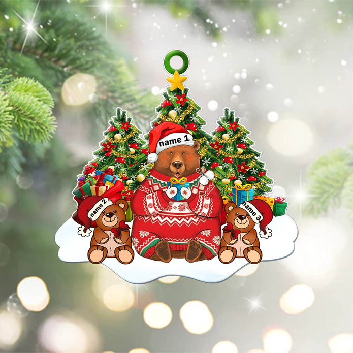 Custom Name Christmas Bear Ornament - handmade