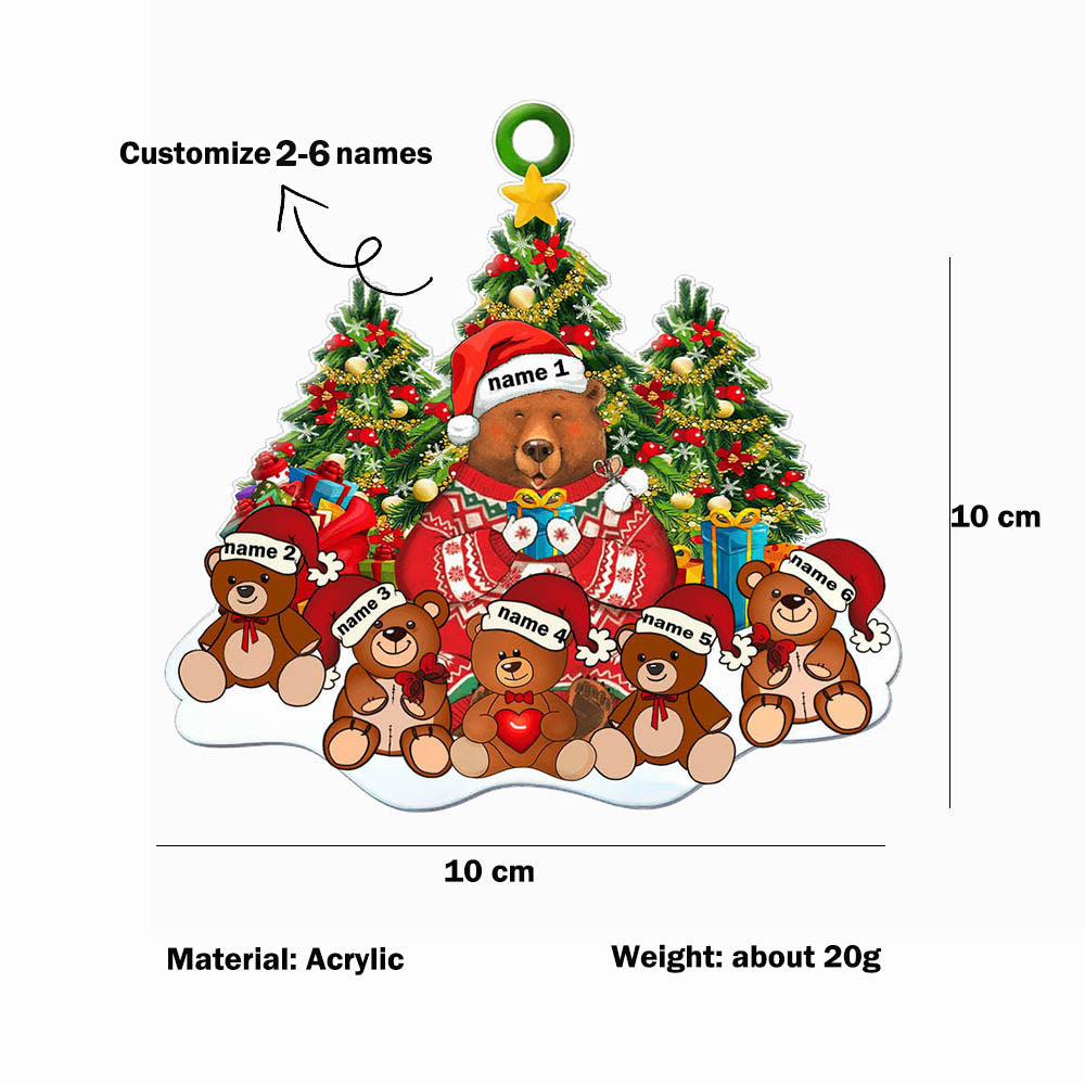Custom Name Christmas Bear Ornament - handmade