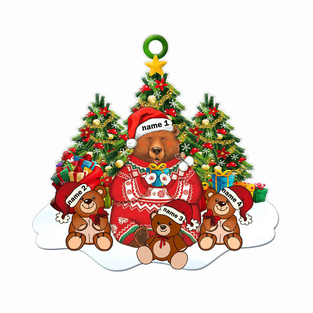 Custom Name Christmas Bear Ornament - handmade