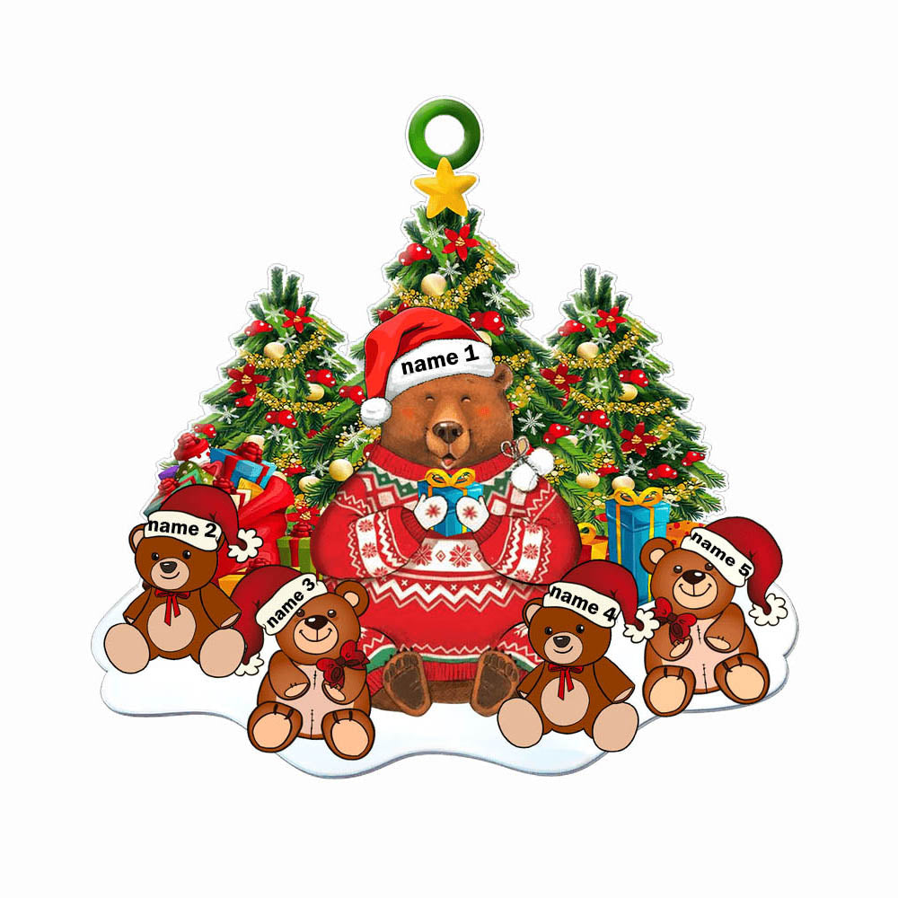 Custom Name Christmas Bear Ornament - handmade
