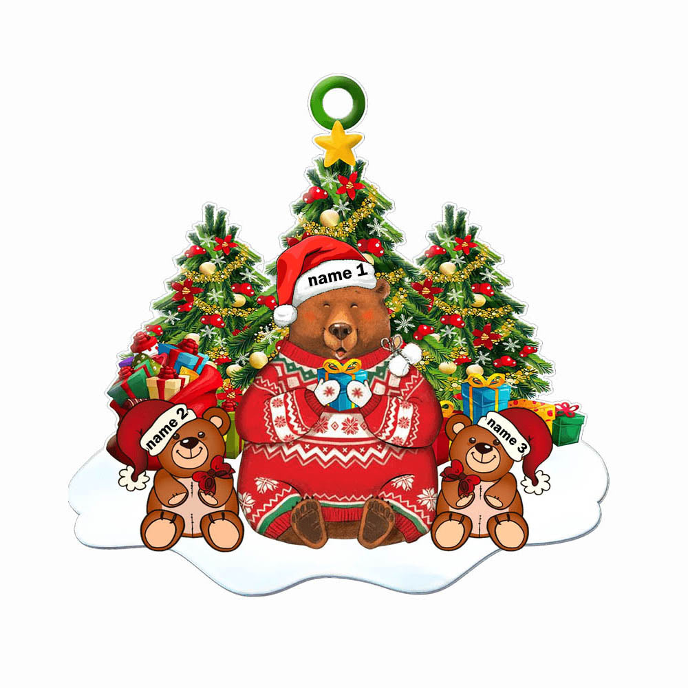 Custom Name Christmas Bear Ornament - handmade