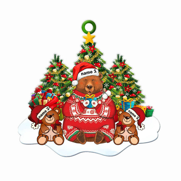 Custom Name Christmas Bear Ornament - handmade