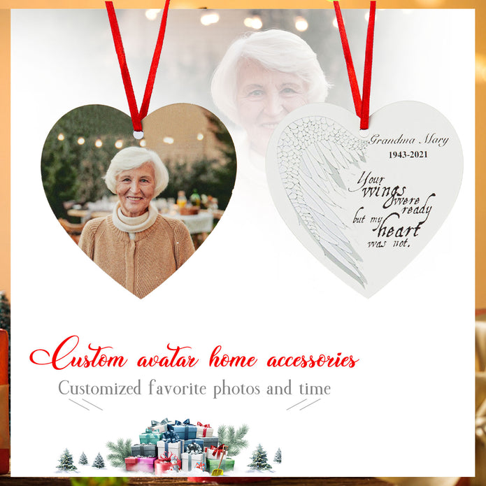 Christmas Decoration Custom Photo Heart Shaped Ornament - handmade