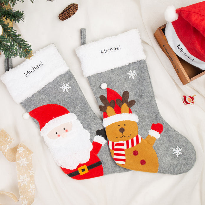 Custom Name Santa Claus Sock - handmade