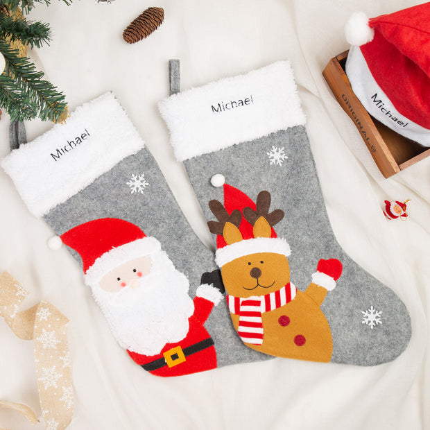 Custom Name Santa Claus Sock - handmade