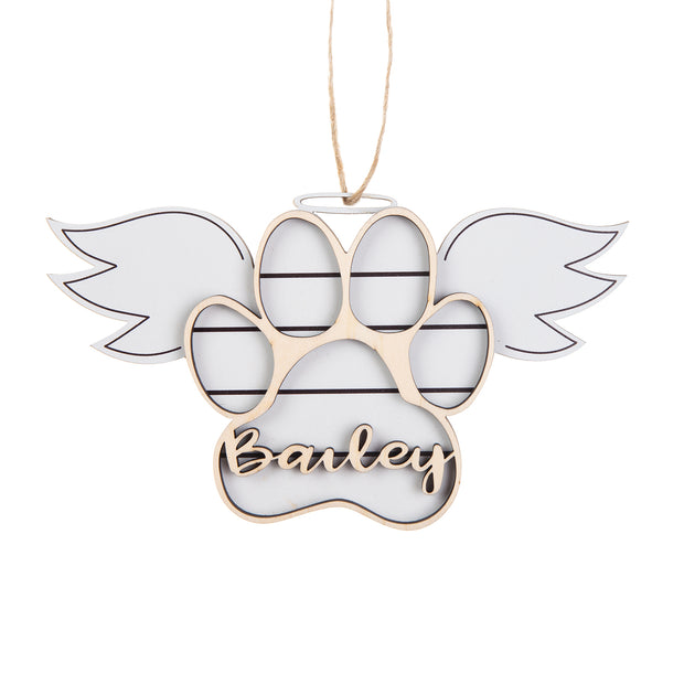 Custom Name Wooden Paw Ornament - handmade