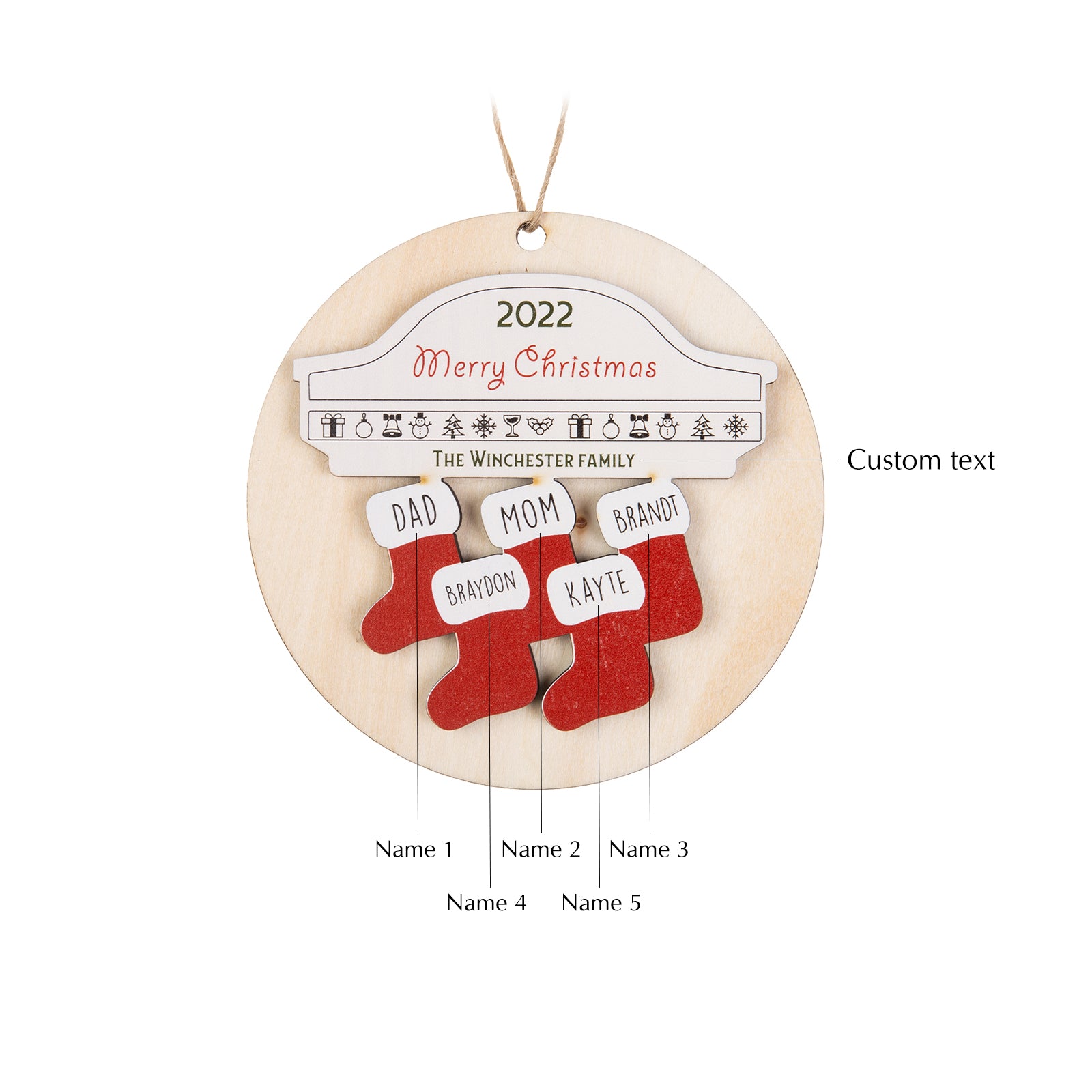 Custom Name Christmas Sock Ornament - handmade