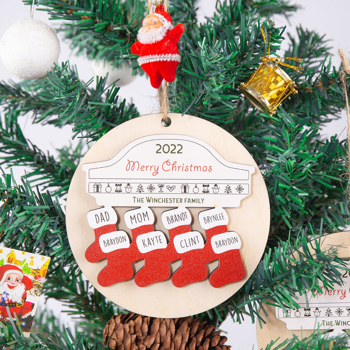 Custom Name Christmas Sock Ornament - handmade