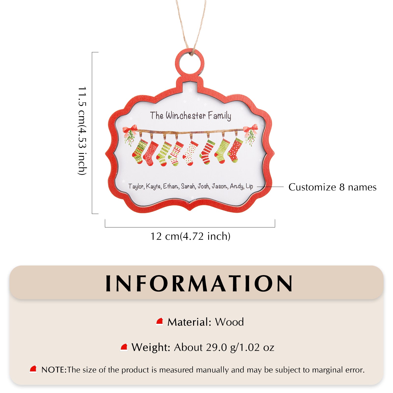 Custom Name Christmas Ornament - handmade