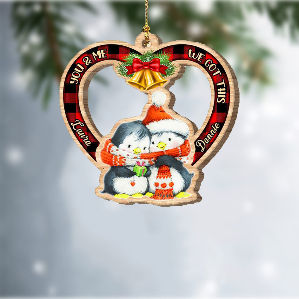 Personalised Penguin Heart Christmas Ornament - handmade