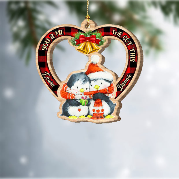Personalised Penguin Heart Christmas Ornament - handmade