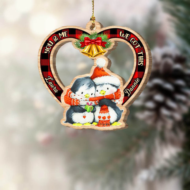 Personalised Penguin Heart Christmas Ornament - handmade