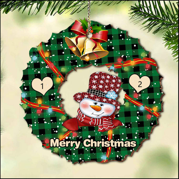 Custom Name Christmas Snowman Ornament - handmade