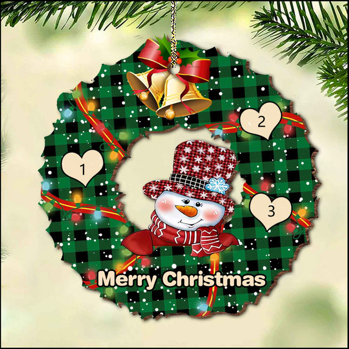 Custom Name Christmas Snowman Ornament - handmade