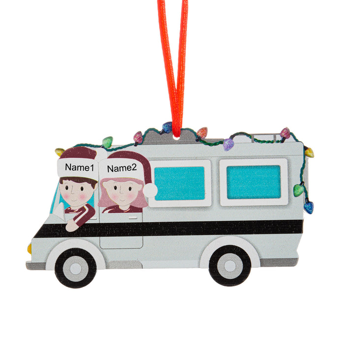 Custom Name Chritsmas Bus Ornament - handmade