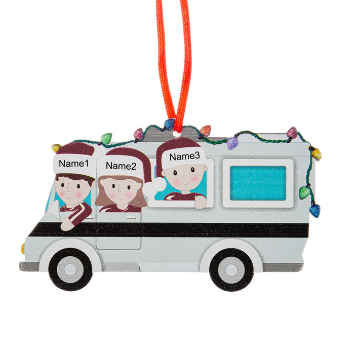 Custom Name Chritsmas Bus Ornament - handmade