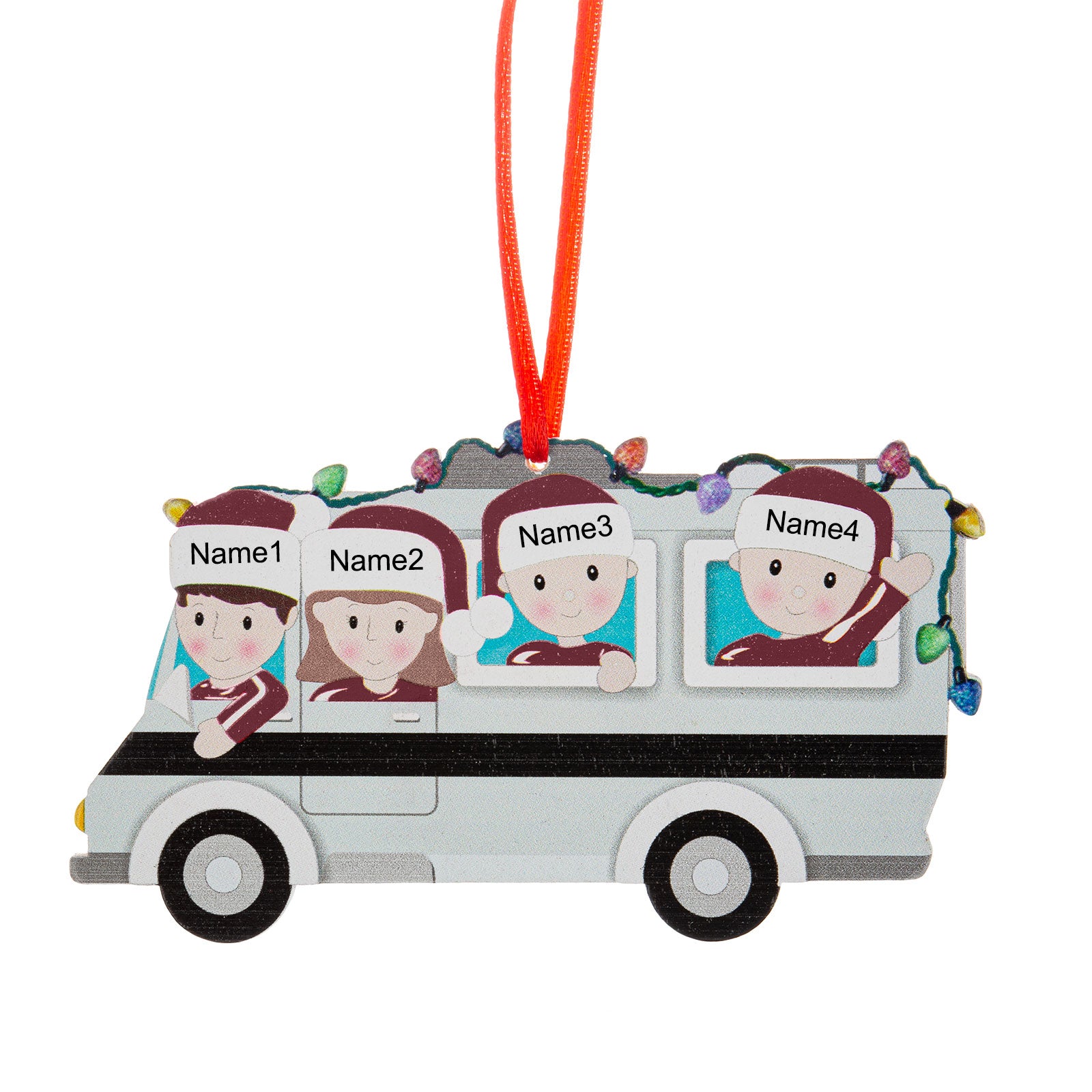 Custom Name Chritsmas Bus Ornament - handmade