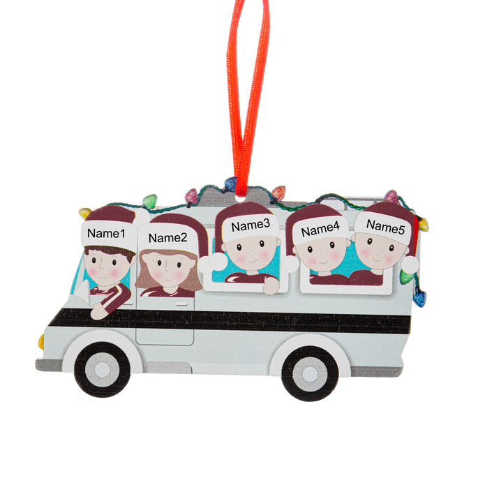 Custom Name Chritsmas Bus Ornament - handmade