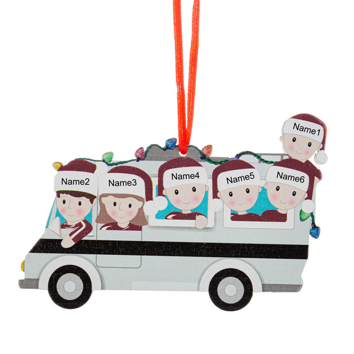 Custom Name Chritsmas Bus Ornament - handmade