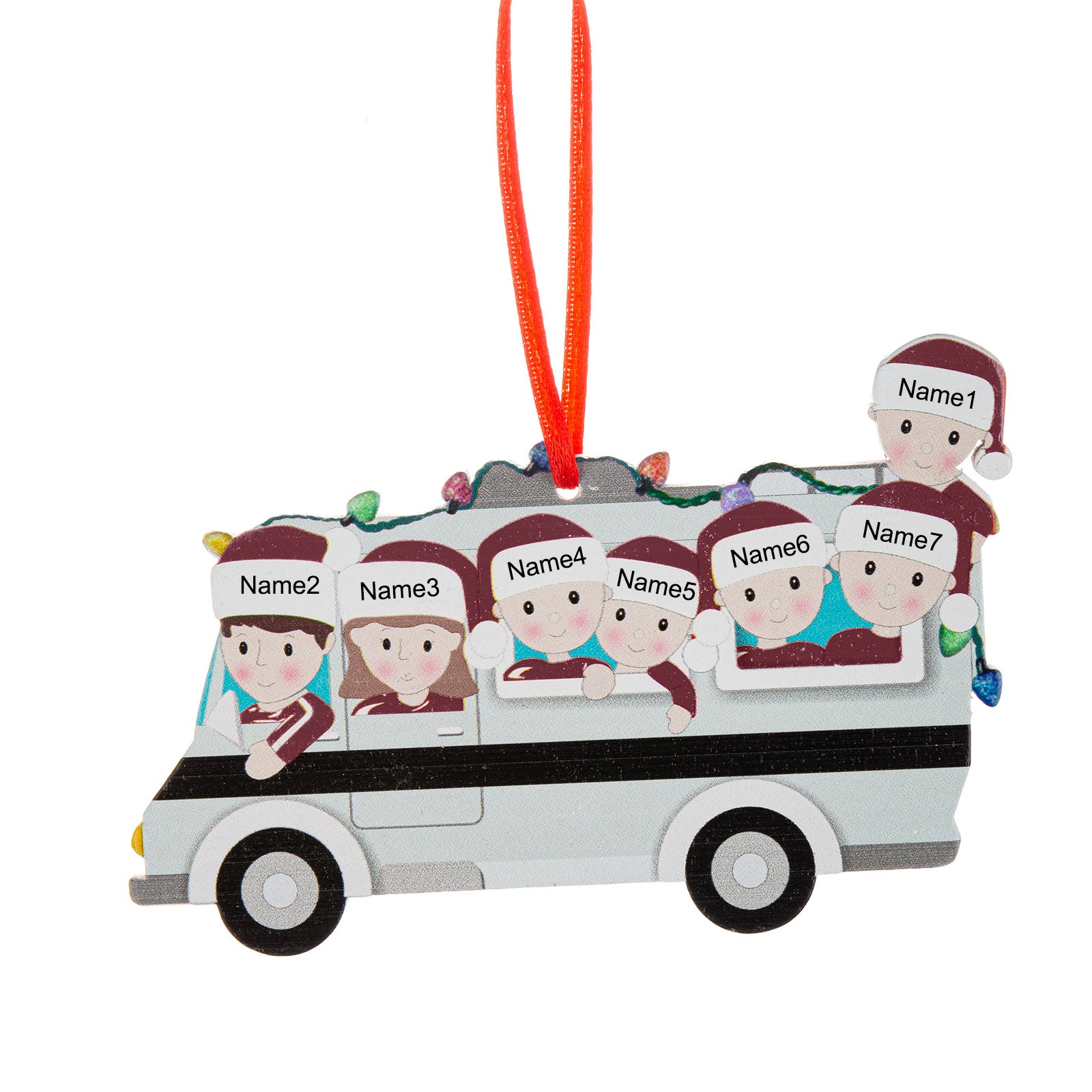 Custom Name Chritsmas Bus Ornament - handmade