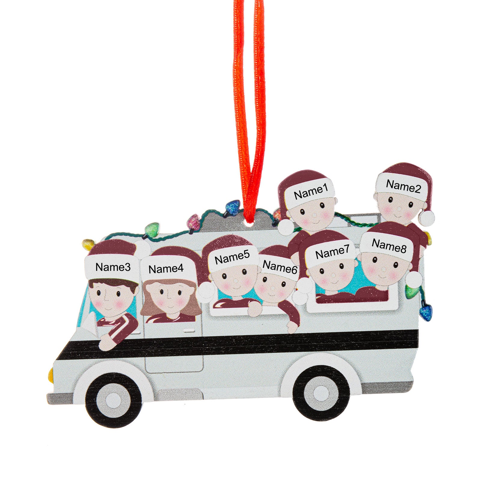 Custom Name Chritsmas Bus Ornament - handmade