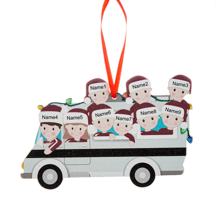 Custom Name Chritsmas Bus Ornament - handmade