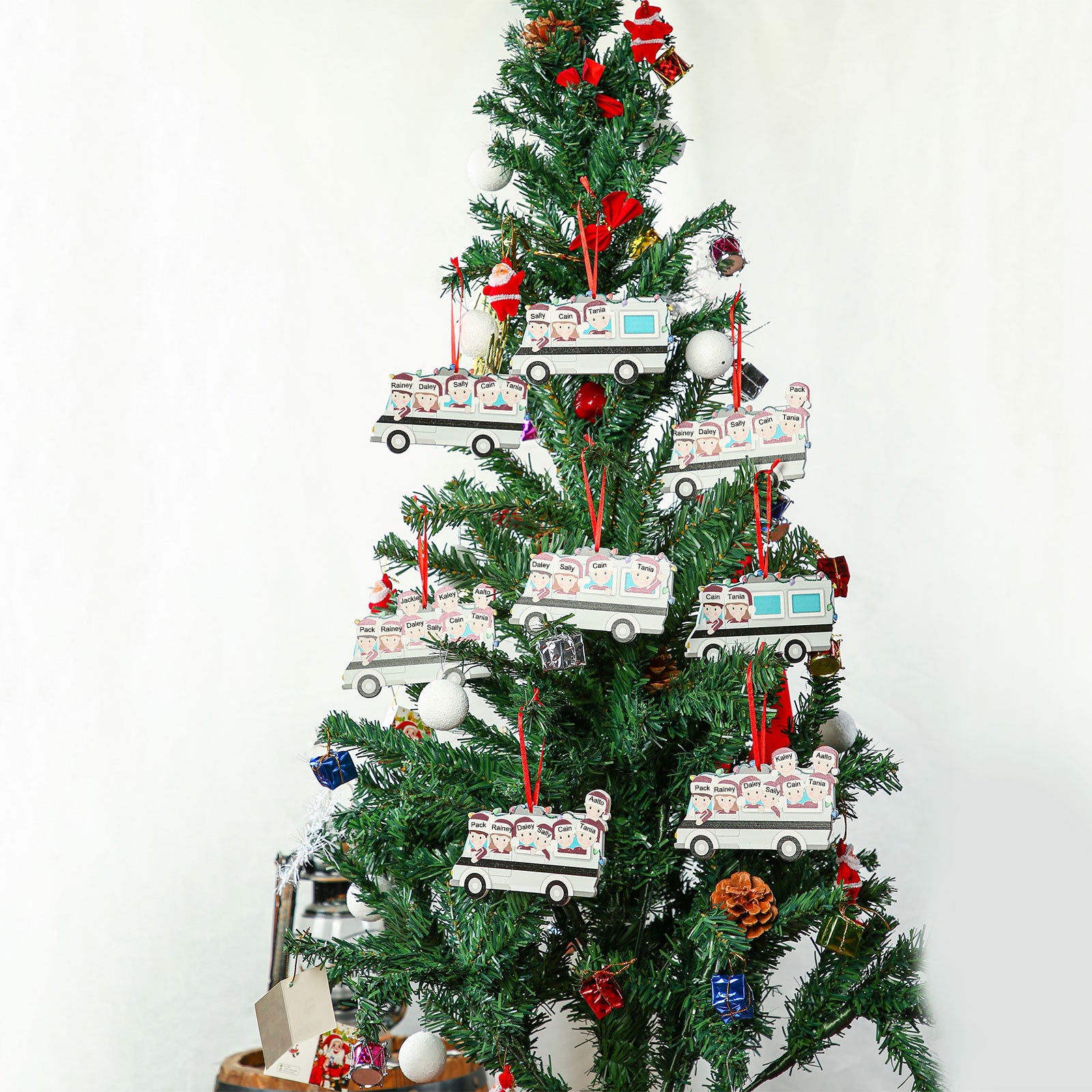 Custom Name Chritsmas Bus Ornament - handmade