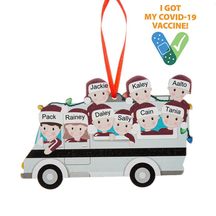 Custom Name Chritsmas Bus Ornament - handmade