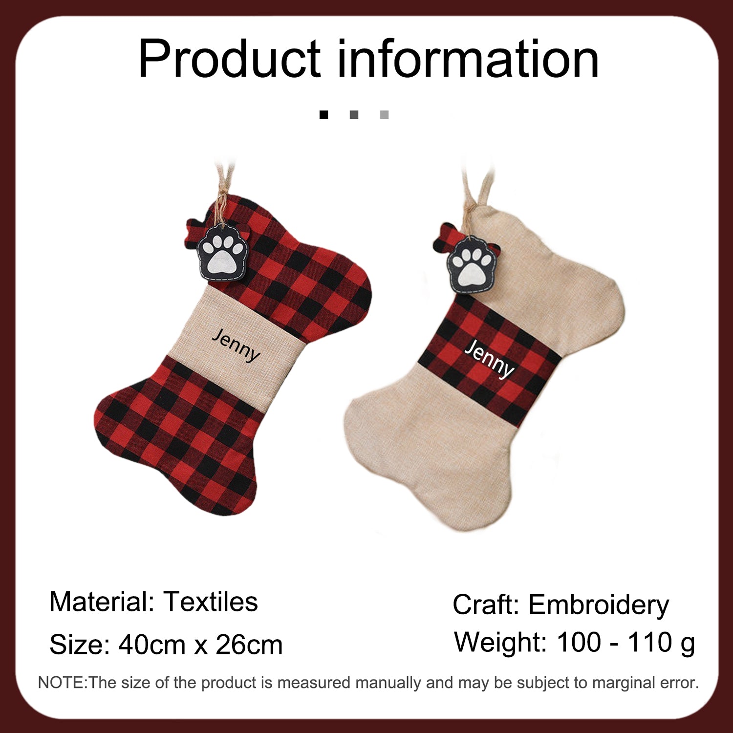 Custom Name Bone Christmas Ornament - handmade