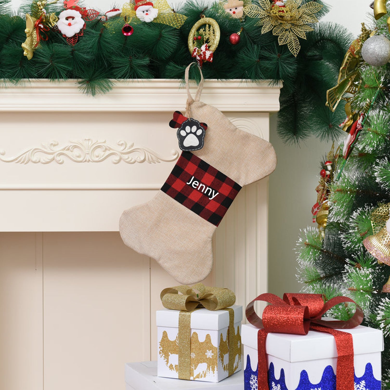 Custom Name Bone Christmas Ornament - handmade