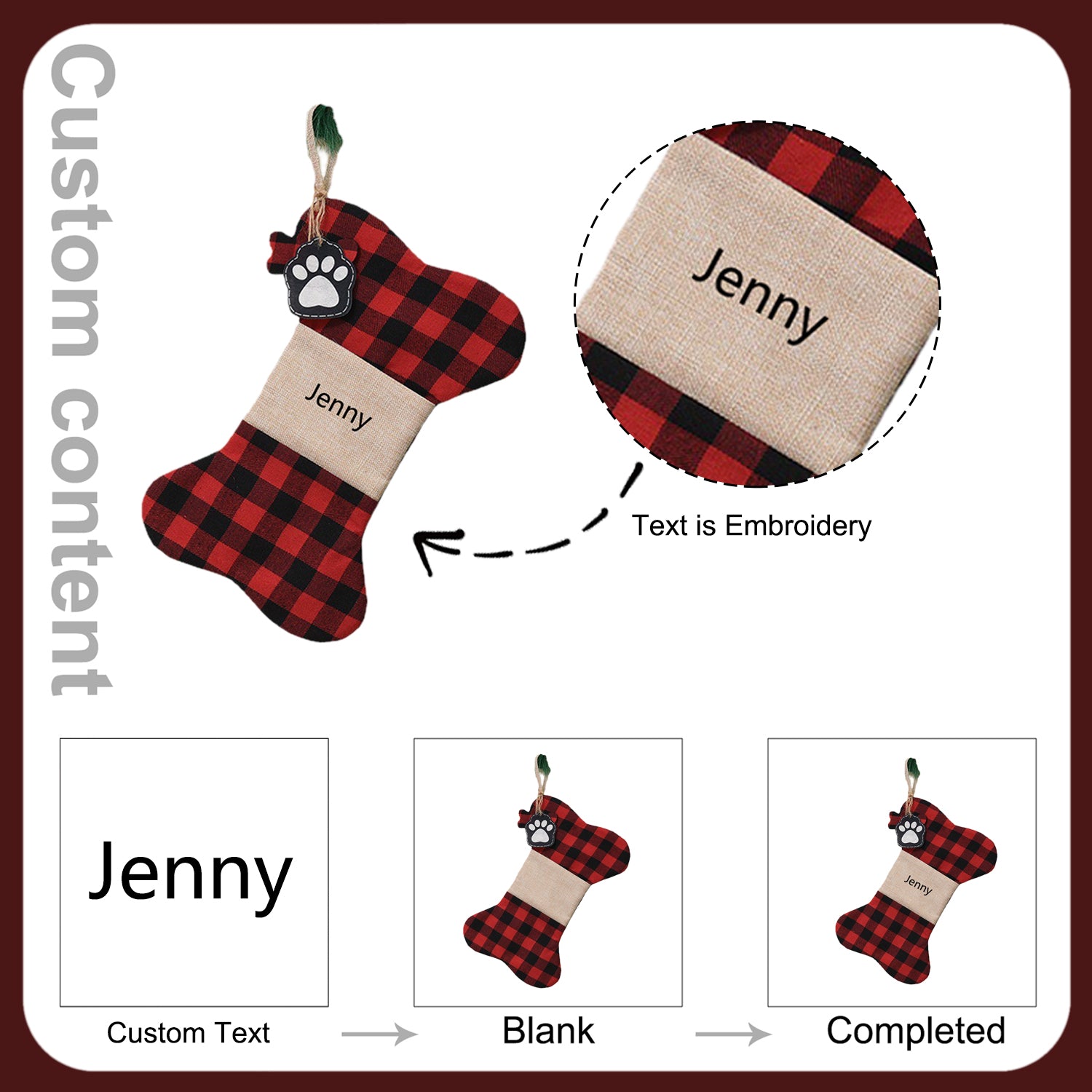 Custom Name Bone Christmas Ornament - handmade