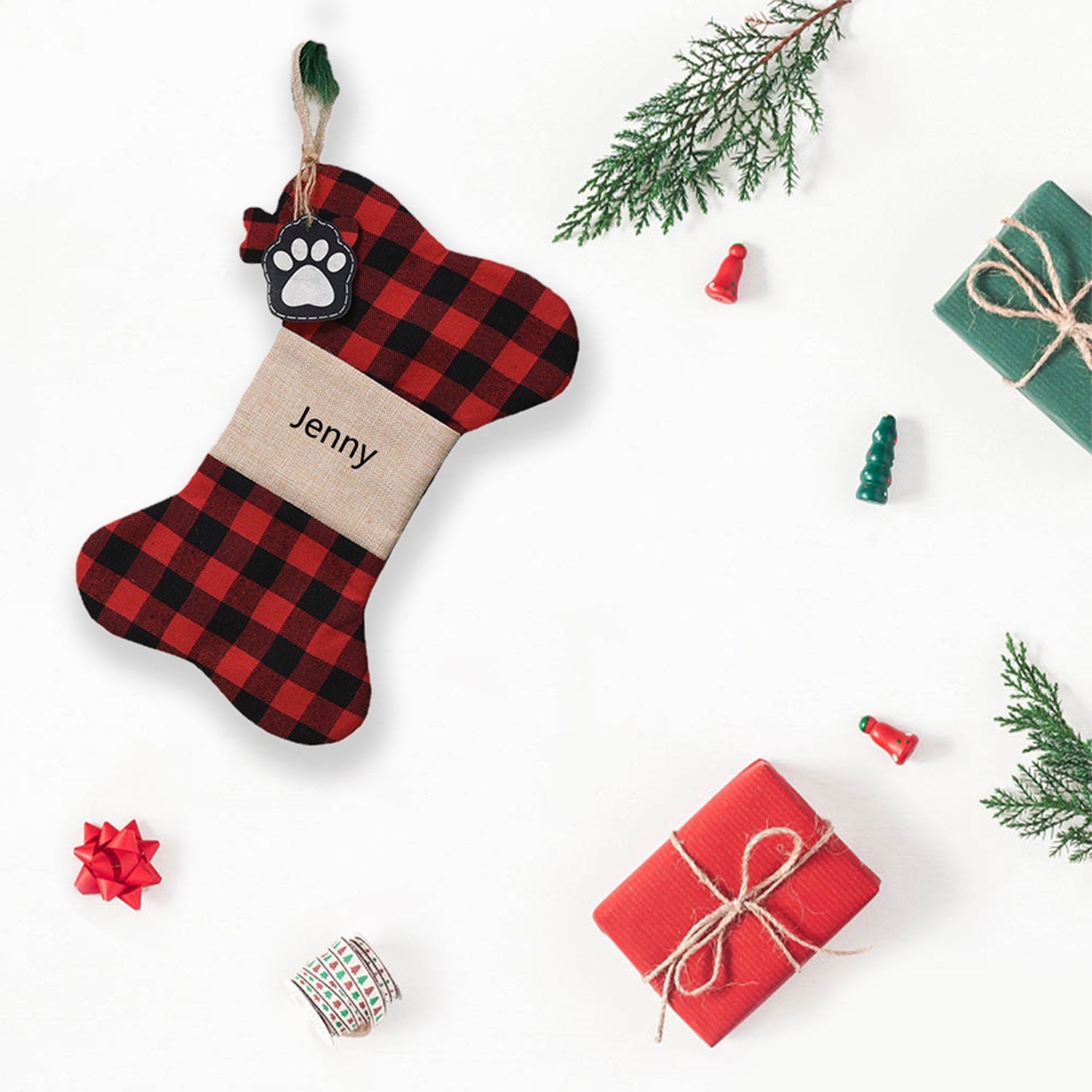 Custom Name Bone Christmas Ornament - handmade