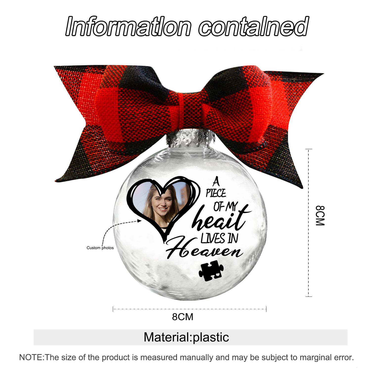 Custom Photo Christmas Ornament - handmade