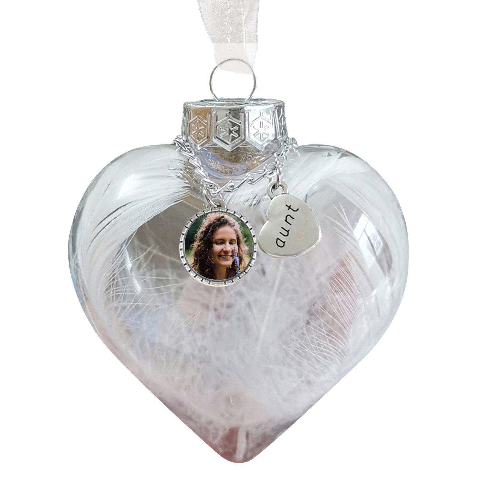 Custom Photo Heart Bottle Ornament - handmade