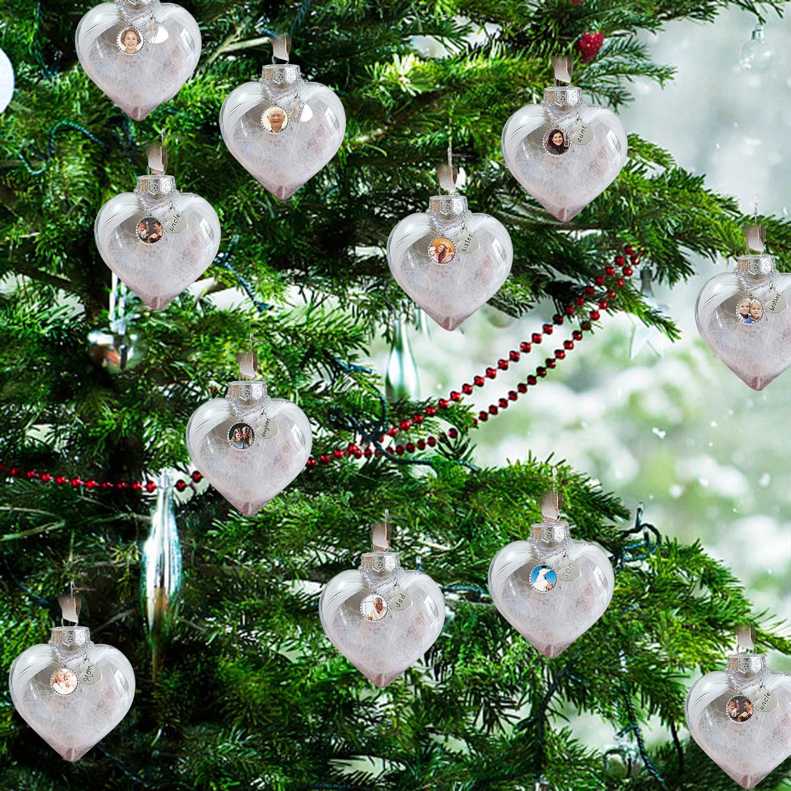 Custom Photo Heart Bottle Ornament - handmade