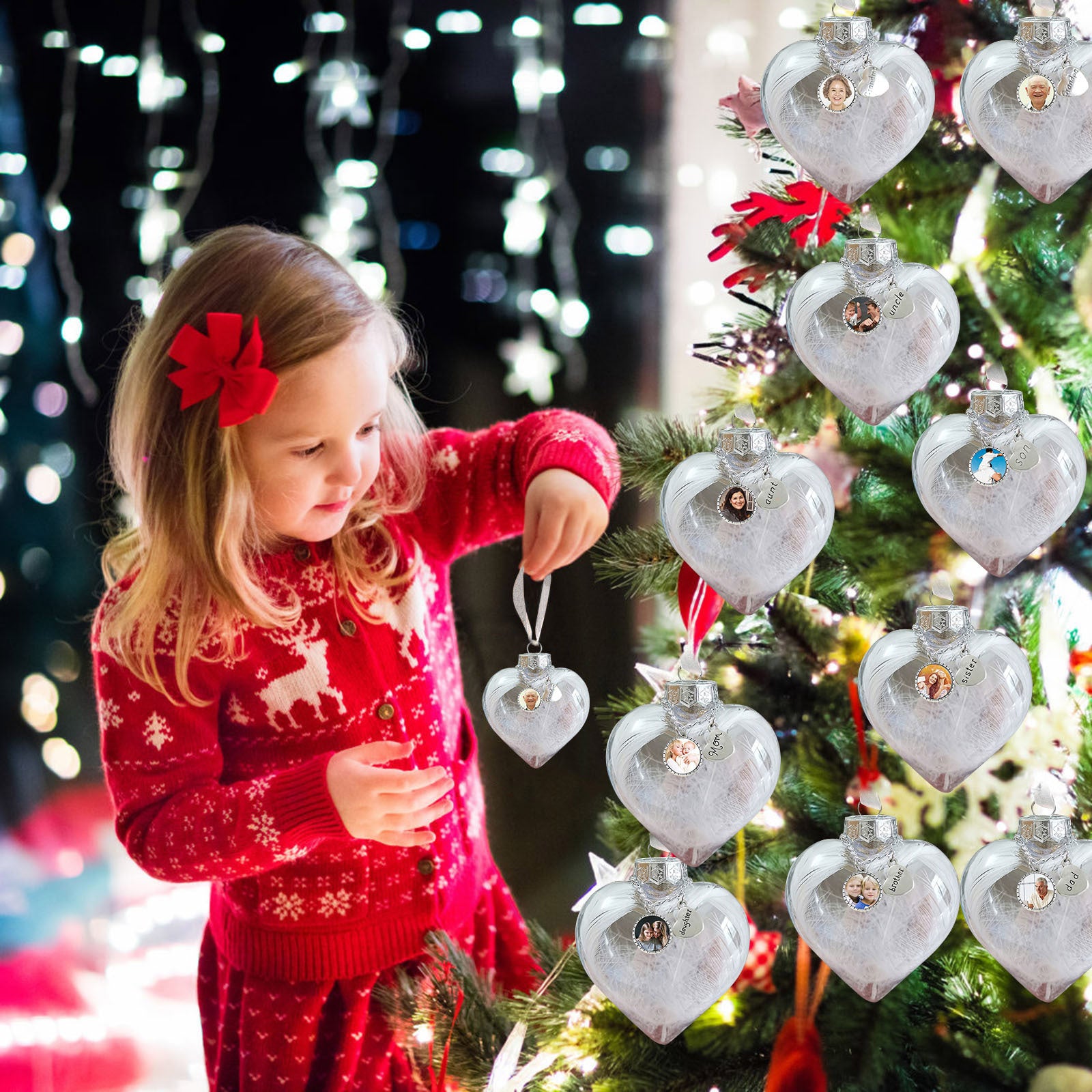 Custom Photo Heart Bottle Ornament - handmade