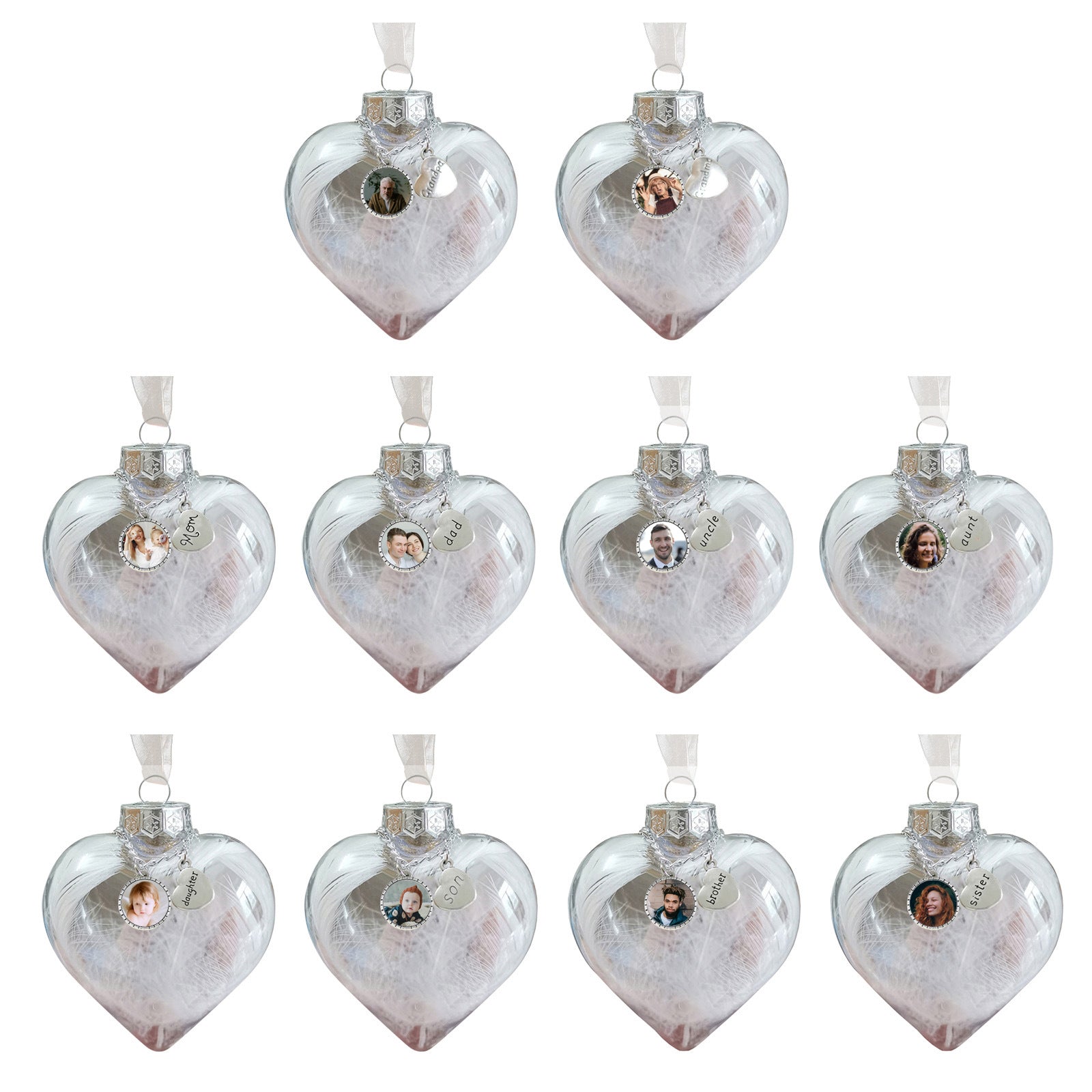Custom Photo Heart Bottle Ornament - handmade